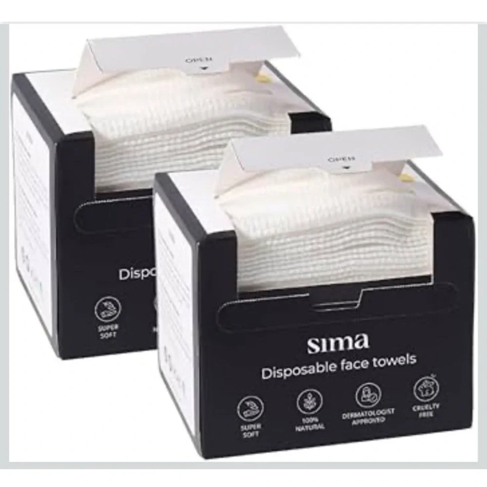 Sima Disposable Face Towels for Drying 100% Cotton Face Wipes 1 Box Of 50
